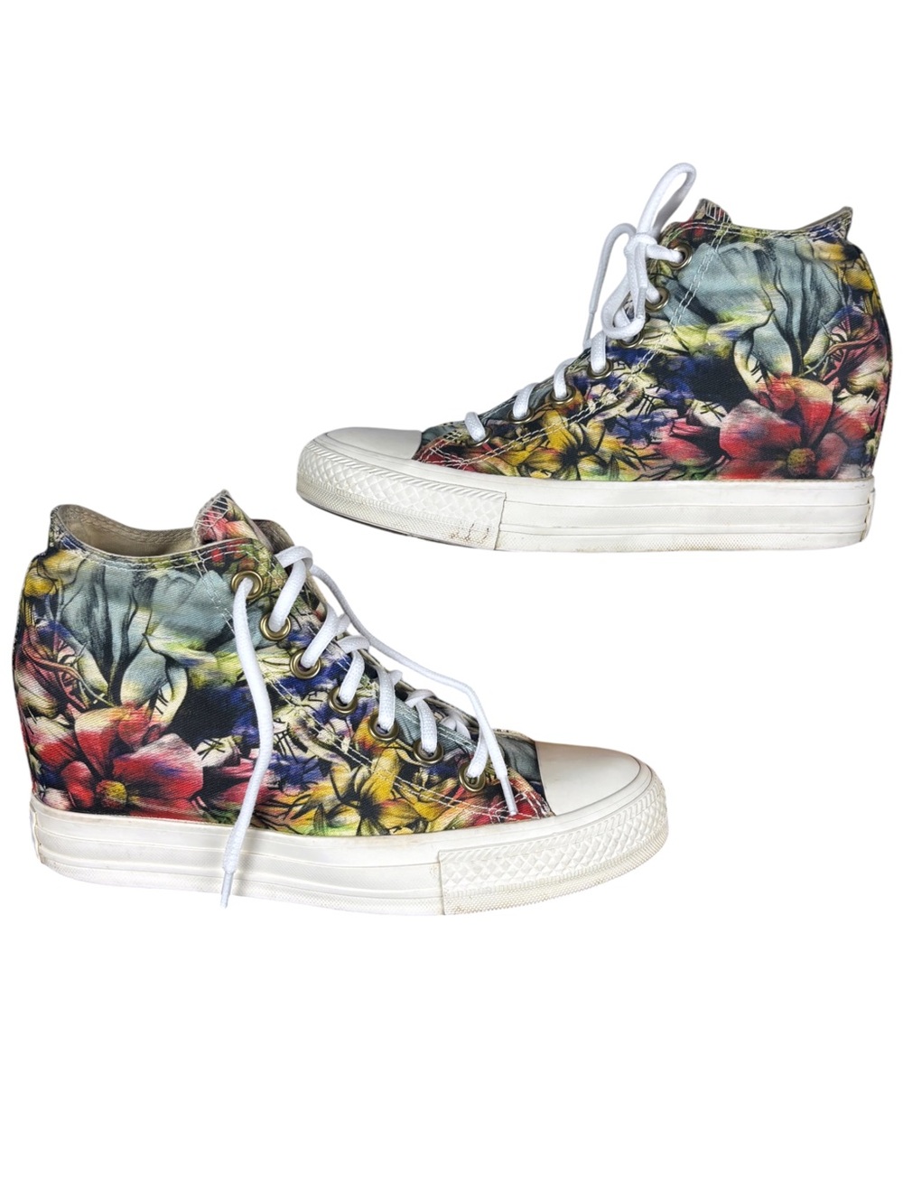 Converse Chuck Taylor All Star Lux Hi Floral Hidden Wedge Sneakers 7 - Picture 9 of 15